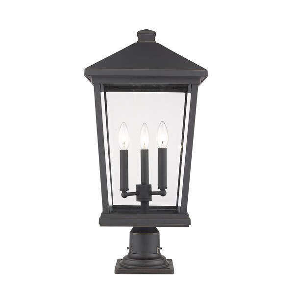 Z-Lite Beacon 3 Light Outdoor Pier Mounted Fixture, Oil Rubbed Bronze & Clear Beveled 568PHXLR-533PM-ORB - main